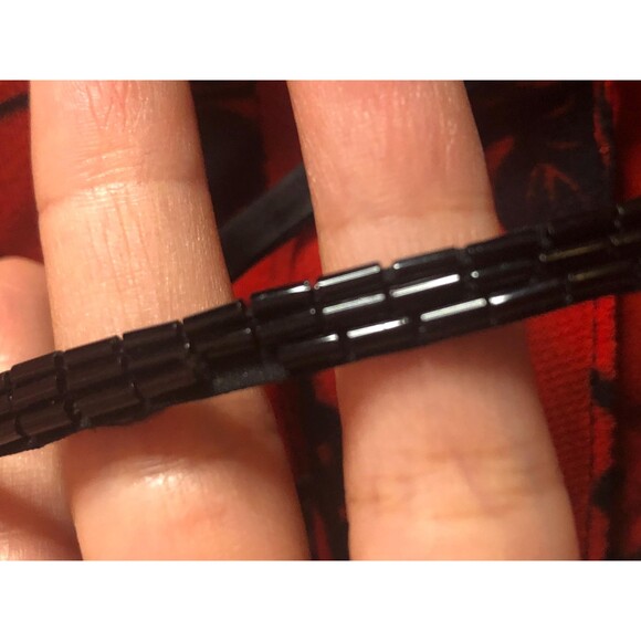 Y2K EVA BLUE Asymmetrical BUTTERFLY Floral Print Beaded Slip Dress. S-M. AS IS - Picture 10 of 10